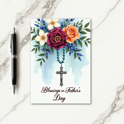 Floral Blessings Fathers Day Card