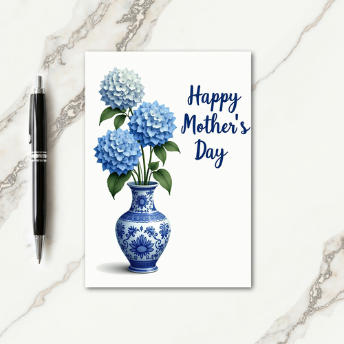 Floral Blue Vase Mothers Day Card