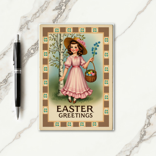 Floral Border Easter Greetings Card