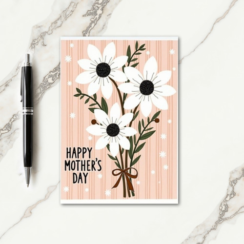 Floral Bouquet Stripe Mothers Day Card