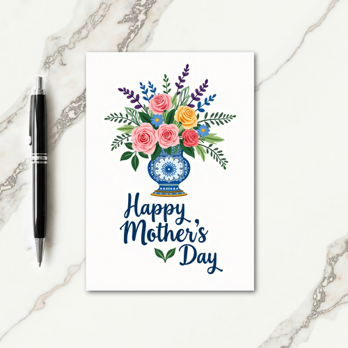 Floral Bouquet Vase Greeting Card