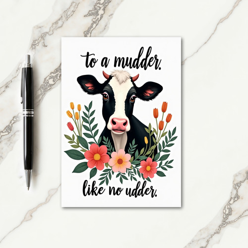 Floral Bovine Mothers Day Card