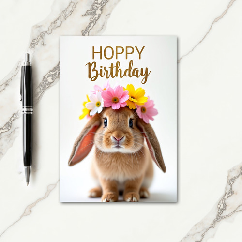 Floral Bunny Birthday Card
