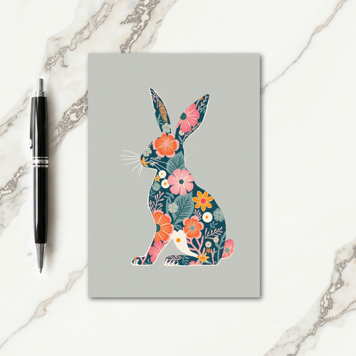 Floral Bunny Pattern Greeting Card