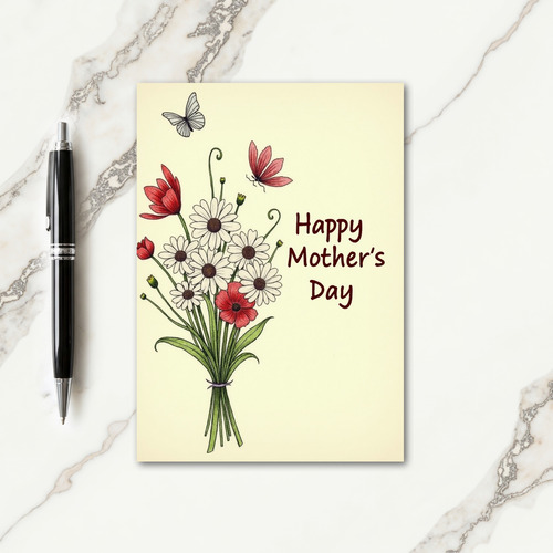 Floral Butterfly Mothers Day Card