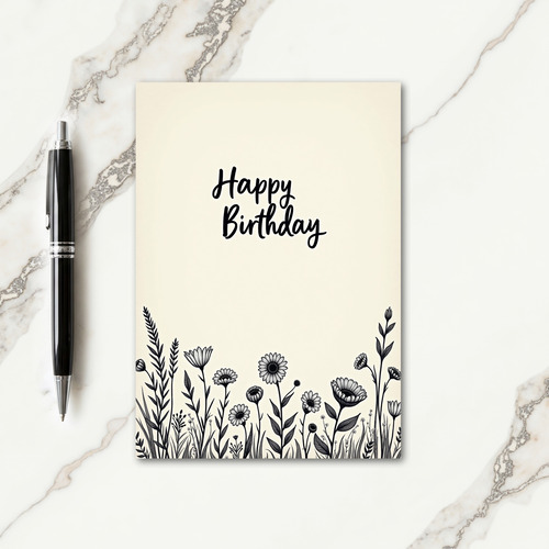 Floral Calligraphy Birthday Card
