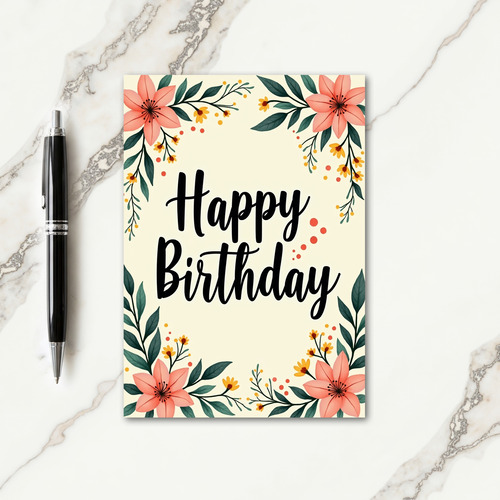 Floral Calligraphy Greeting Card