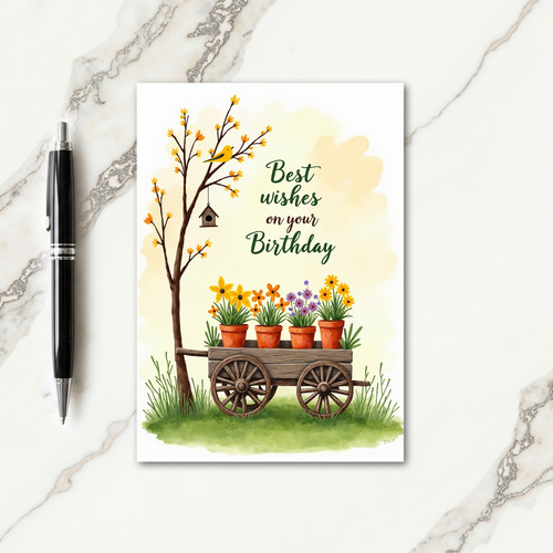 Floral Cart Birthday Card