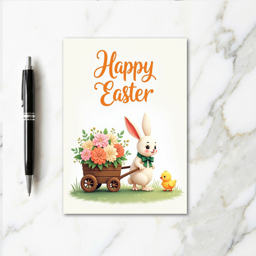 Floral Cart Spring Animal Card