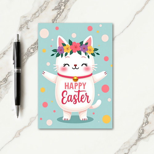 Floral Cat Easter Card