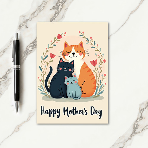 Floral Cats Mothers Day Card