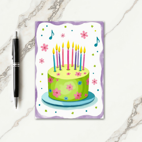 Floral Celebration Cake Card