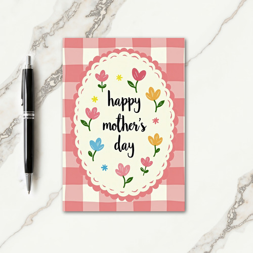 Floral Checkerboard Mothers Day Card