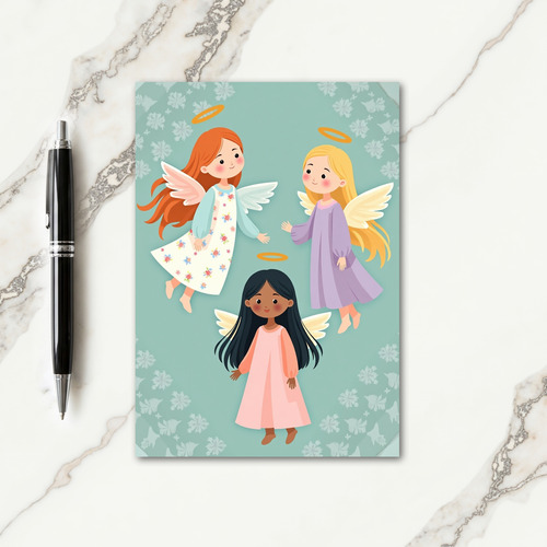 Floral Childrens Christmas Card