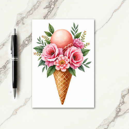 Floral Cone Birthday Card