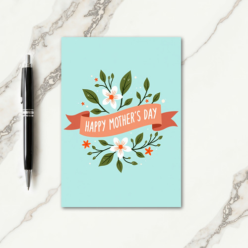 Floral Coral Banner Card