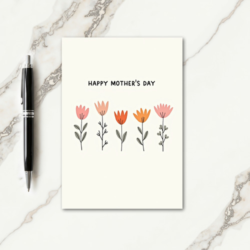 Floral Cream Mothers Day Card