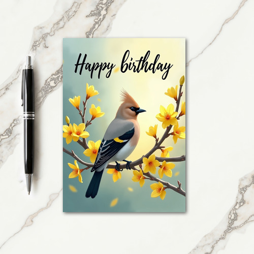 Floral Crested Bird Card