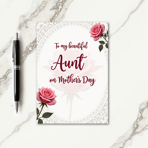 Floral Crimson Script Oval Card