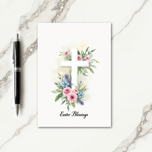 Floral Cross Artistic Greeting Card