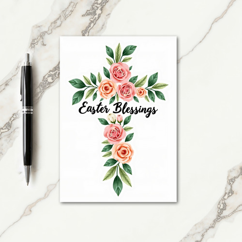 Floral Cross Blessing Card