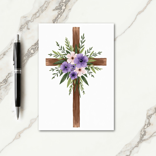 Floral Cross Spiritual Card