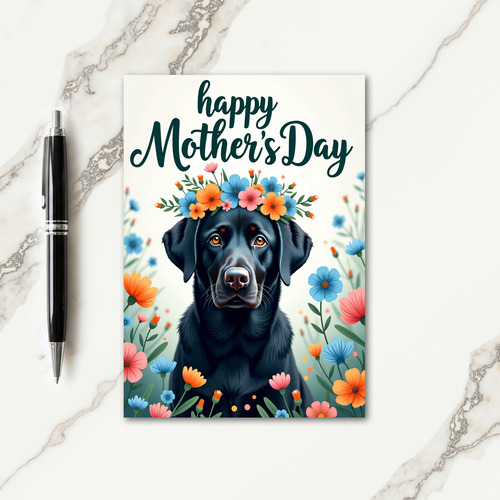 Floral Crown Dog Card