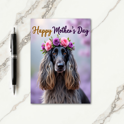 Floral Crown Dog Portrait Card