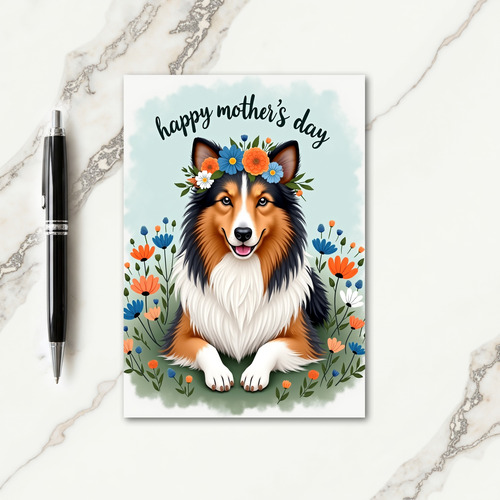 Floral Crown Happy Dog Card
