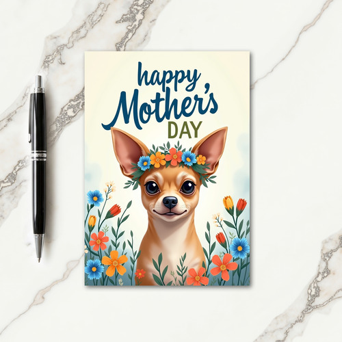 Floral Crown Puppy Card