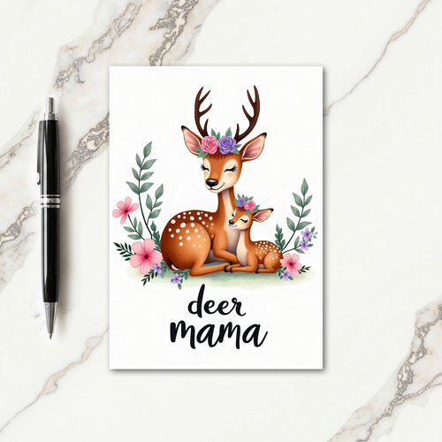 Floral Deer Deer Mama Card