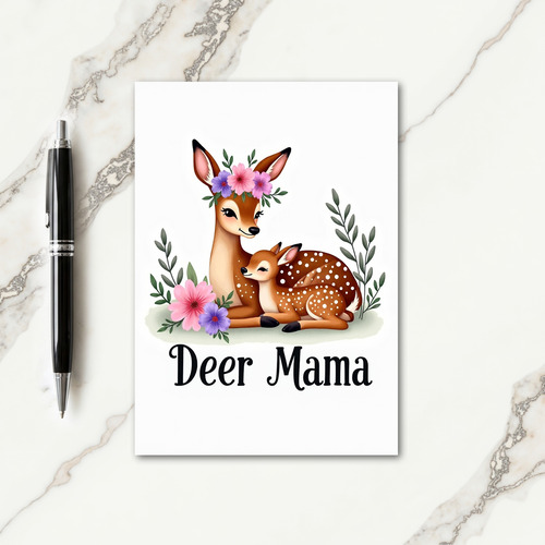 Floral Deer Mamas Day Card