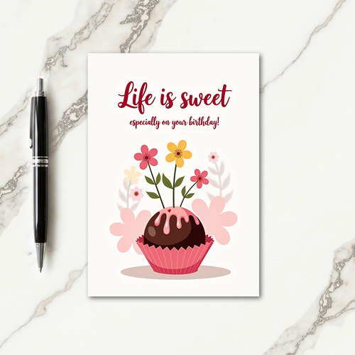 Floral Dessert Birthday Card