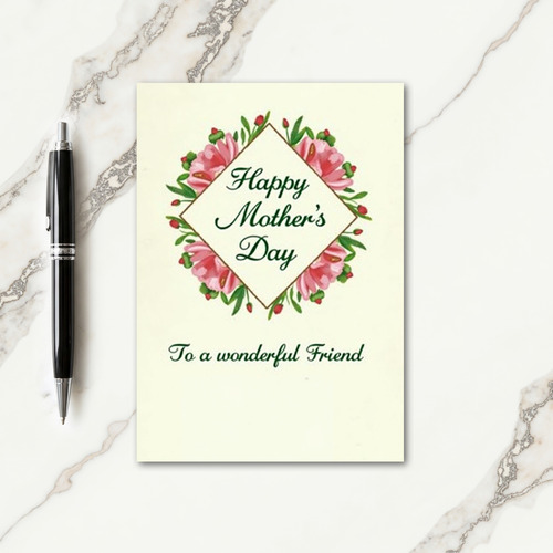 Floral Diamond Frame Greeting Card