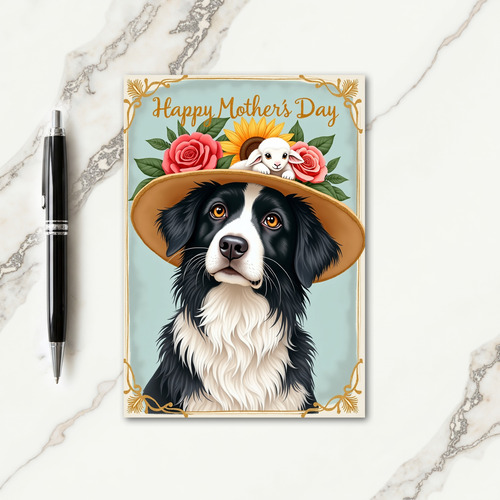 Floral Dog And Lamb Art Mothers Card