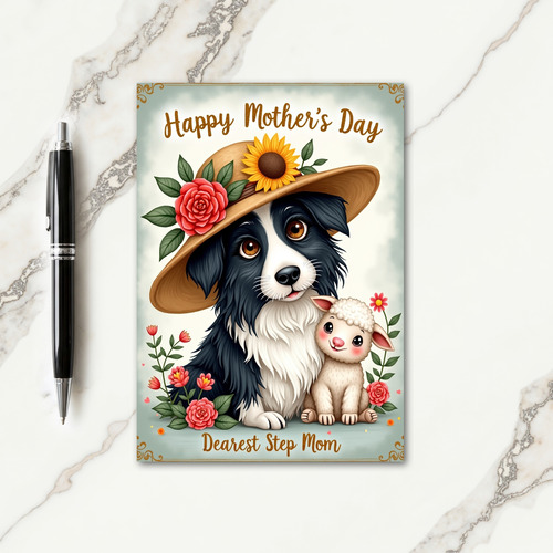 Floral Dog And Lamb Mothers Day Card