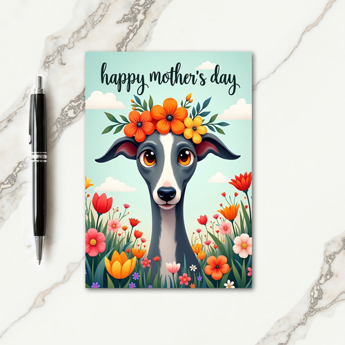 Floral Dog Best Wishes Card
