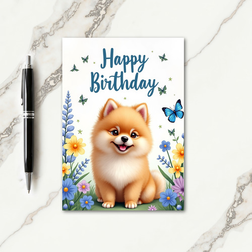 Floral Dog Birthday Card