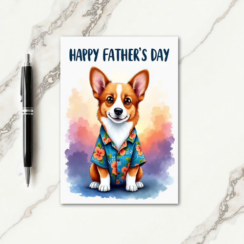 Floral Dog Fathers Day Picture Card