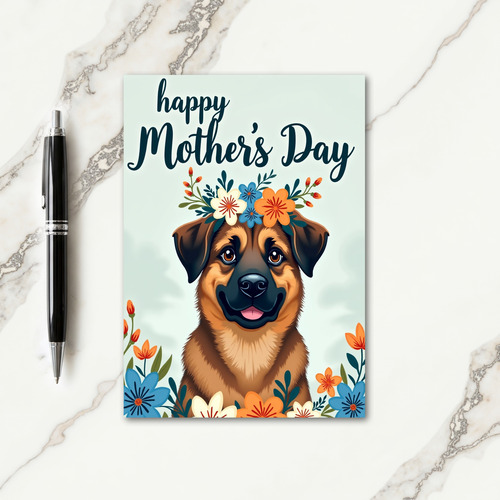 Floral Dog Happy Family Card