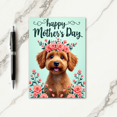 Floral Dog Happy Mother Card