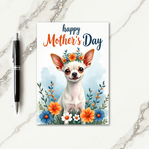 Floral Dog Mothers Day Art Card