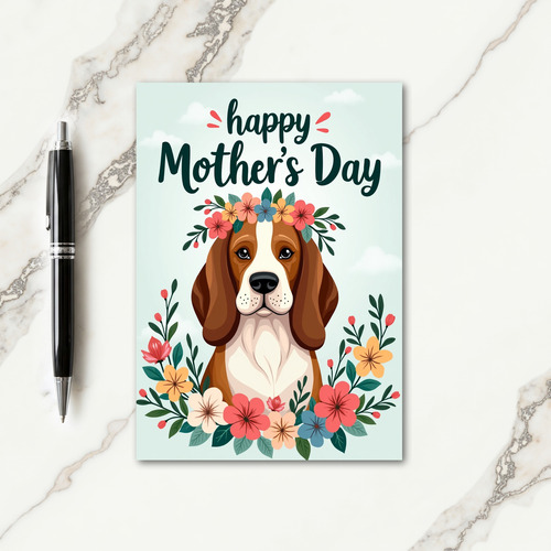 Floral Dog Mothers Day Card
