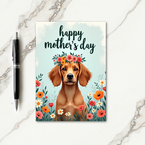 Floral Dog Portrait Art Card