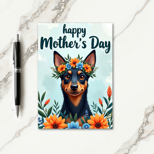 Floral Dog Sky Blue Pattern Card