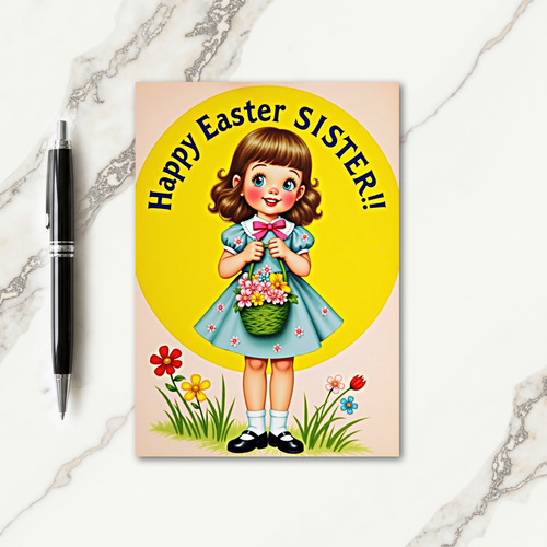 Floral Dress Spring Girl Card