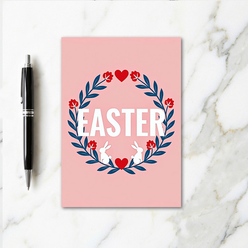 Floral Easter Heart Pattern Card