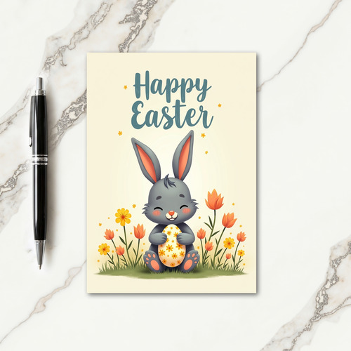 Floral Easter Joy Rabbit Card