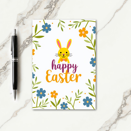 Floral Easter Rabbit Happy Card