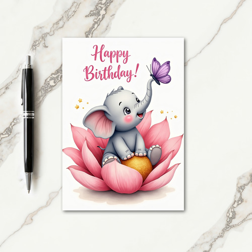 Floral Elephant Birthday Card